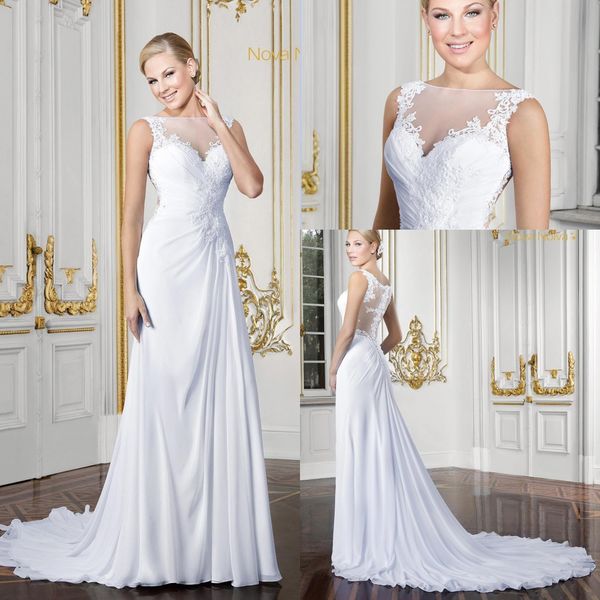 

beach bohemian wedding dresses a line applique sheer neck illusion back summer boho 2019 wedding bridal gowns vestido de novia