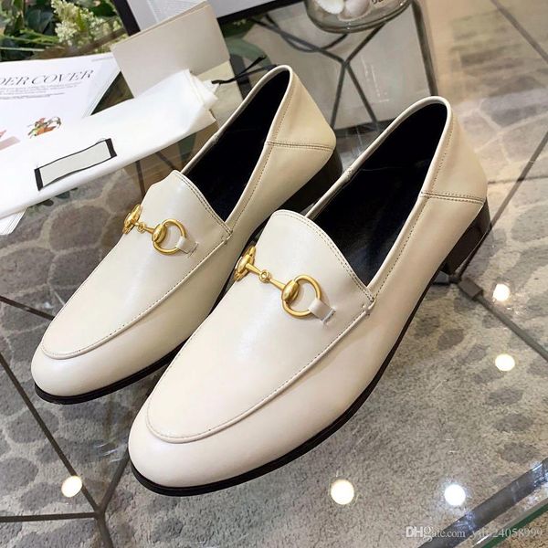 

two wear leather casual shoes semiflat flat shoes leather metal buckle decorative nonslip street style ladies shoes qt, Black