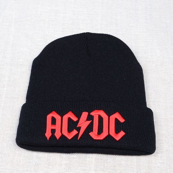 

warm winter rock acdc cap embroidery beanies women men cool black warm ski hat outdoor hip hop knit skullies bonnet