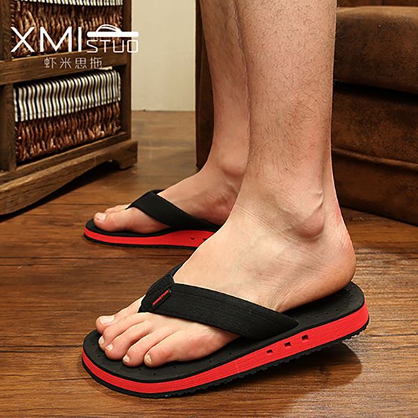 

summer big size 38-48 tide slippers men non-slip cool flip-flops breathable thick-soled sandals slippers toe sandals tuox146, Black