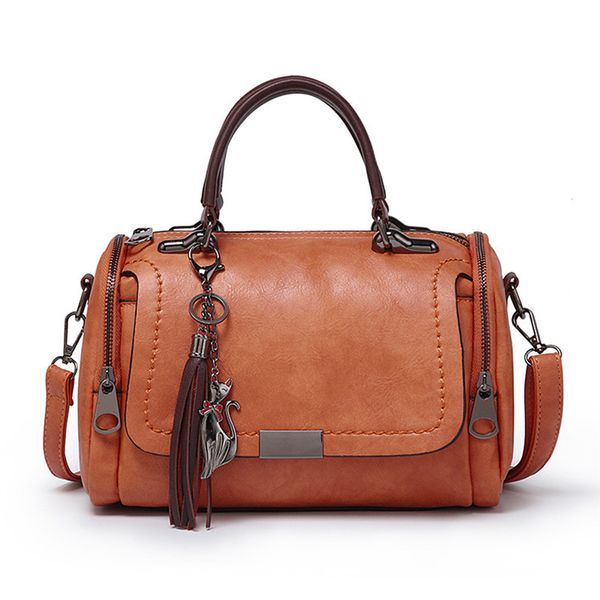

2020 new arrival woman retro bag for ladies pu waterproof handbag female tassel zipper crossbody bags