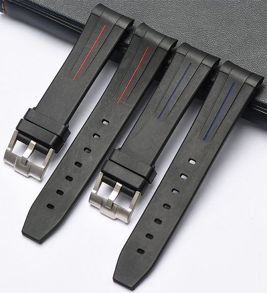 

eache new silicone rubber watch band watch straps waterproof watchband 20mm 21mm, Black;brown