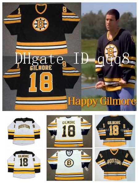 

vintage boston bruins 18 happy gilmore jersey black white movie stitched ccm hockey jersey size s-4xl
