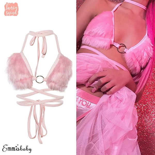 

bras new color women fur pink beads ladies crop ladies underwear drop shipping good quality, Red;black