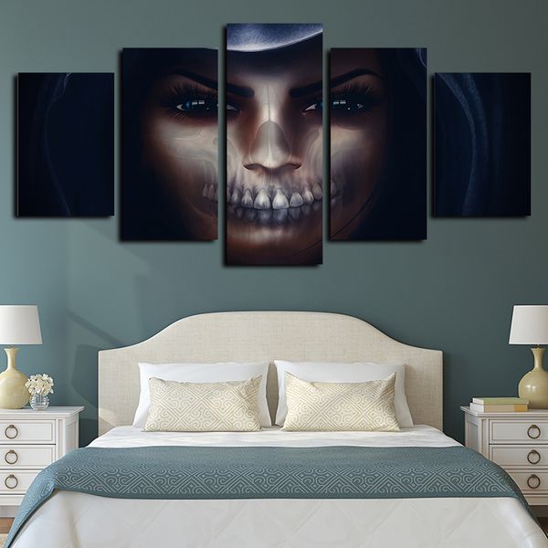 

5 panels ghosts skull painting modern artworks giclee canvas wall art for home wall decor abstract poster canvas print oil painting