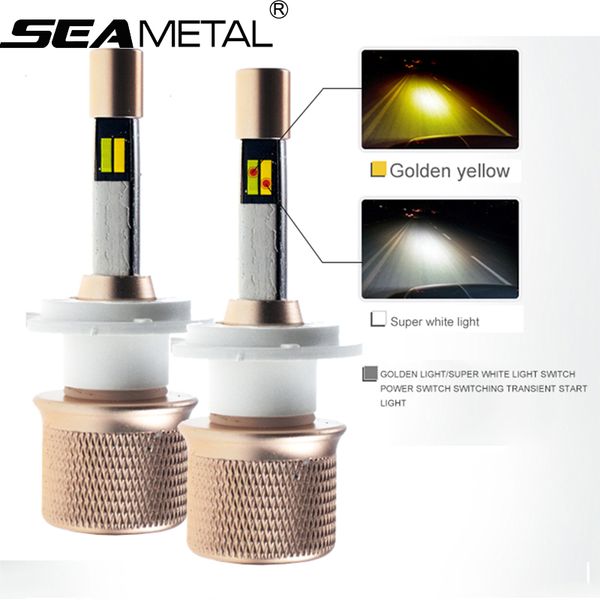 

dual color in one 2x 4800lm 40w 12-24v car led external lights headlight bulbs h1 h11 h4 h7 9005 9006 leds light lamps