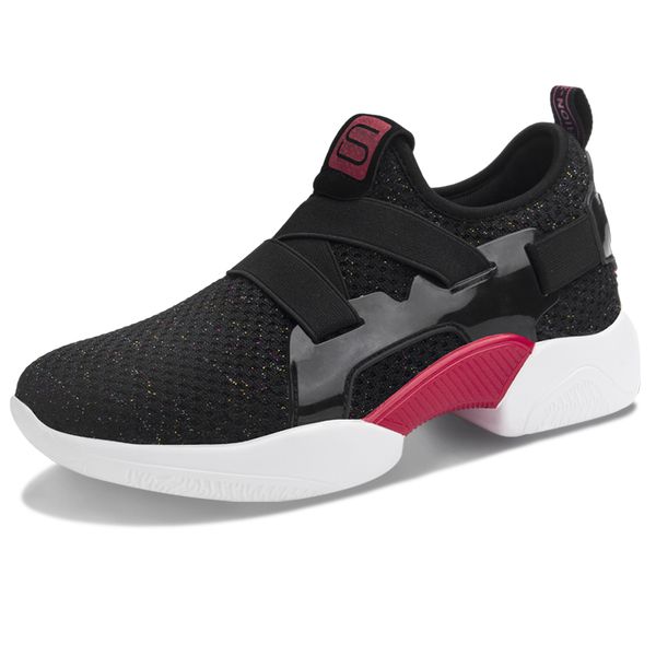 

women running shoes slip on sport shoes female breathable mesh sneakers tenis femme chaussures black red jogging trainers