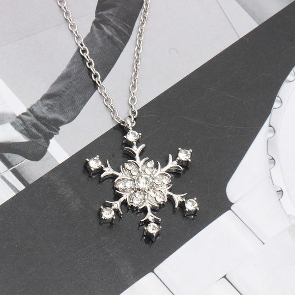 

snowflake necklaces charms crystal christmas necklaces & pendants jewelry for women sweater necklace, Silver
