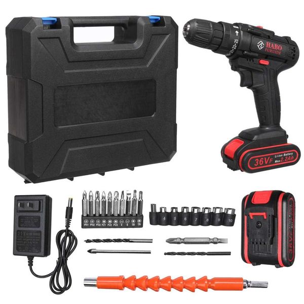 

efficient 36v 2 speed electric drill cordless screwdriver impact drill lithium battery cordless screwdriver power tool