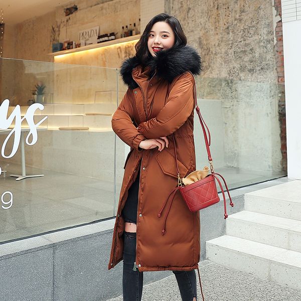 

2019 new women great bonn crow slender long parka jas fat cat coated coat for women parka winter plus size high quality, Black