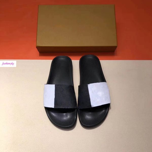 

mule slippers flat designer shoes slippers 1a5i5k flexible rubber slippers lovers sandalswith box, Black