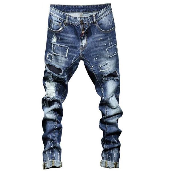

new jeans men selling american and european style blue denim jeans men ripped for fashion #1712