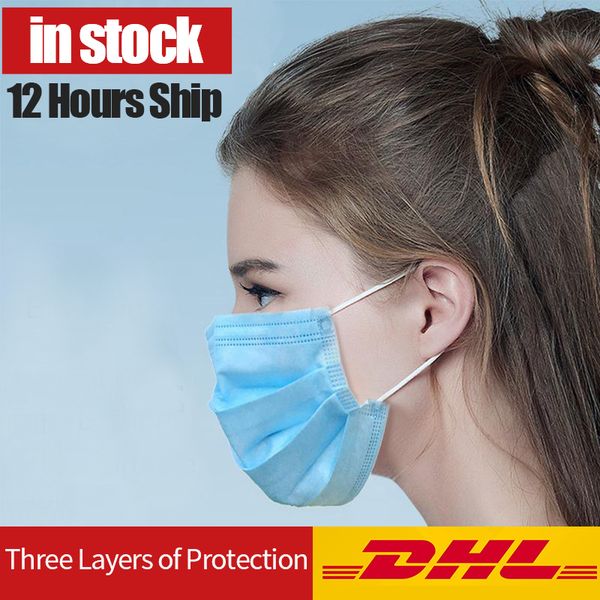 

disposable face mask 3 layer ear-loop dust mouth masks cover 3-ply non-woven disposable dust mask soft breathable outdoor part home use comf