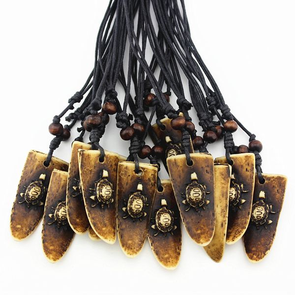 

wholesale lot 12pcs cool boy men's imitation bone carved new zealand maori tribal sea turtles tongue surfer pendants necklaces gifts tt, Silver