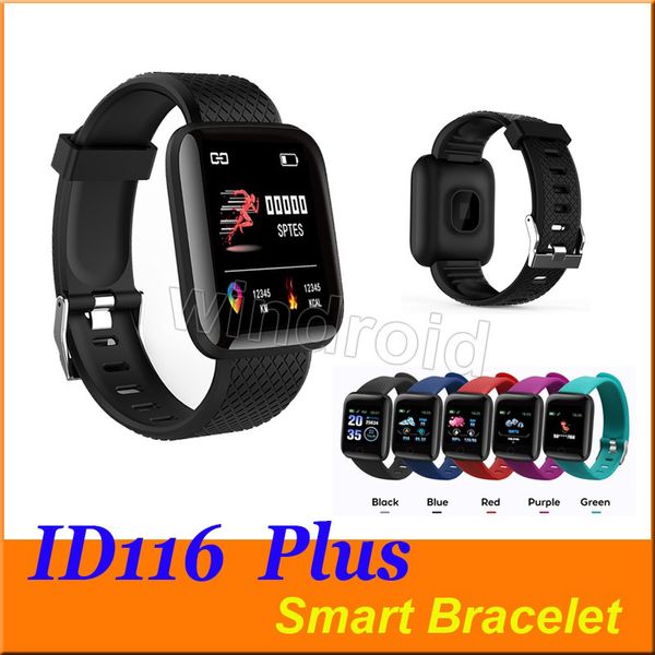 Fitness Tracker ID116 116 mais pulseira inteligente com frequência cardíaca relógio inteligente pulseira de pressão sanguínea pk id115 plus 116 plus f0 mais barato