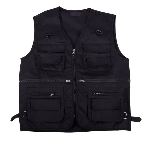 

men's fishing vest with multi-pocket zip for pgraphy / hunting / travel outdoor sport - black, Camo;black