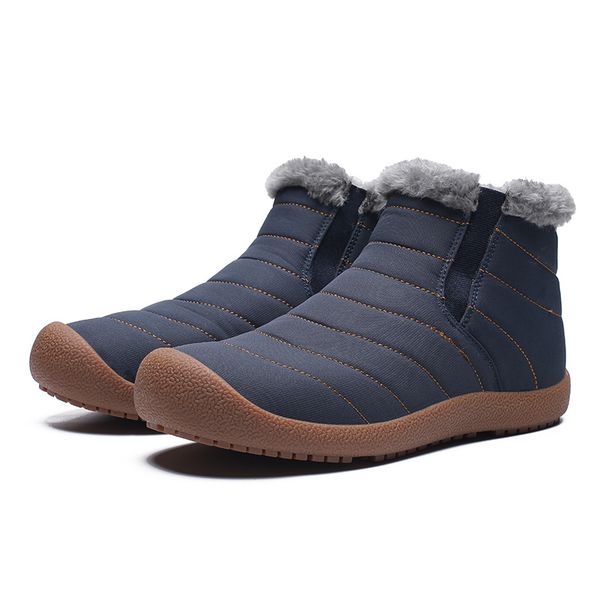 

new fashion men winter shoes solid color snow comfortable boots plush inside bottom warm ankle footwear boots, Black