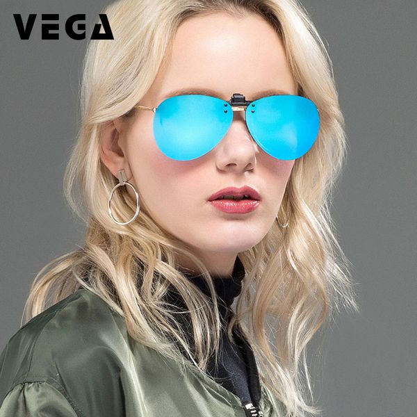 

vega polarized clip on sunglasses men women pilot fit over glasses with box flip up sunglasses for prescription glasses 236, White;black