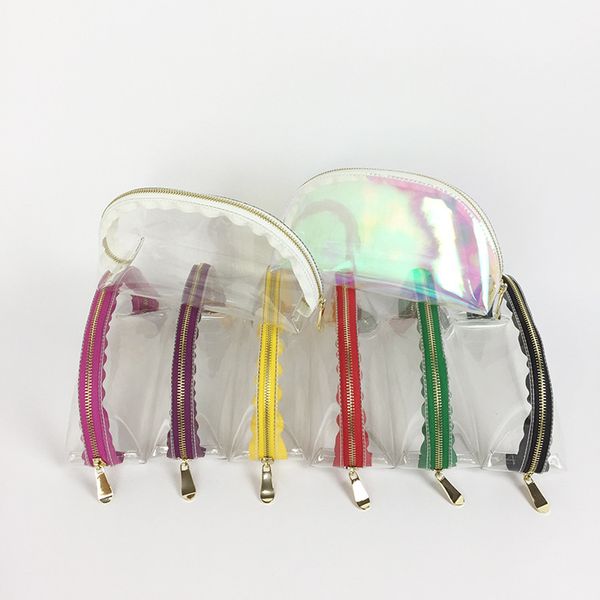 

multi color zipper closure transparent clear pvc women cosmetic bag make up bag fashion simple design high quality