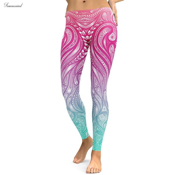 

новый mandala 2019 гетры женщины дизайн цветок цифровой печати legging фитнес леггинсы упругие тренировки плюс размер штаны, Black