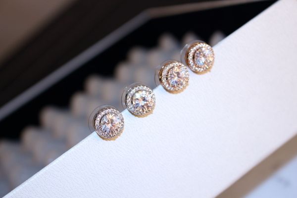 

the latest fashion european and american earrings ultra flash zircon diamond crown exquisite temperament earrings for women, high quality, White