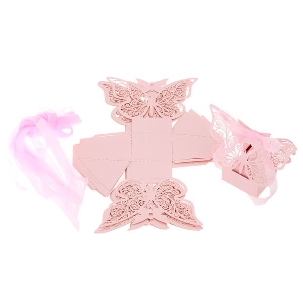 

laser cut hollow favors candy boxes with ribbon baby shower wedding supplie candy boxes with ribbon paper board