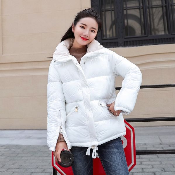 

women designer down coat 2019 winter fashion solid color bright surface outerwear womens luxury fashion parkas down coat, Black
