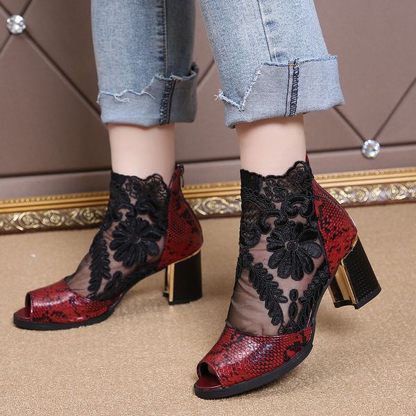 

zipper shoes women's rubber boots booties woman 2019 high heels rain large size stiletto sandals ladies red basic solid ankle, Black