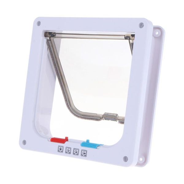 

4 way lockable dog cat security flap door kitten puppy pet plastic animal small pet cat dog gate door pet supplies