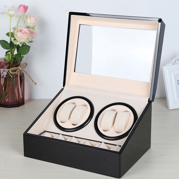 

automatic mechanical watch winders storage box case holder 4+6 collection watch display jewelry box, Black;blue