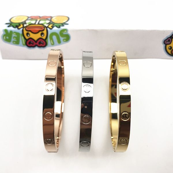 

316l titanium steel love bracelet cuff bracelet with stone women men couple bracelets jewelry with velvet bag, White