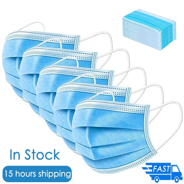 

100 pcs blue non woven 3 layer disposable face mask original disposal mask for gift