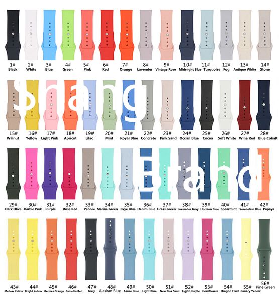 

56 colors instock for brand watch silicone bracelet wrist replacement band strap sport band 38/42mm