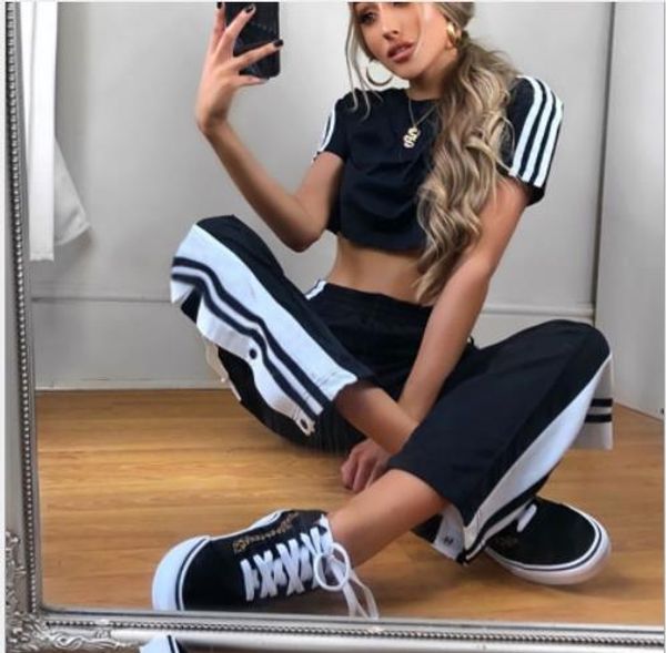 

Модный бренд 2019 лето женские повседневные Сплит брюки атласные боковые кнопки ко