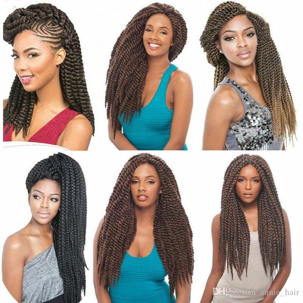 

гавана мамбо твист вязание крючком косы наращивание волос 12-24 дюйма, Black