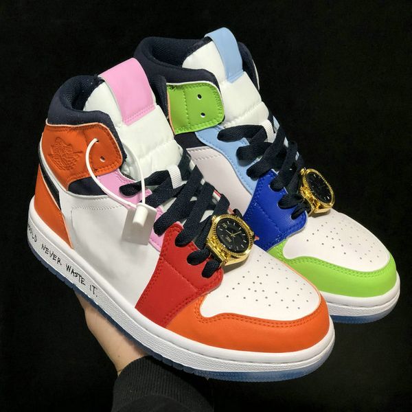 

melody ehsani x jumpman 1 mid wmns fearless basketball shoes 1s mandarin duck gold watch splicing mens women trainers sports sneakers
