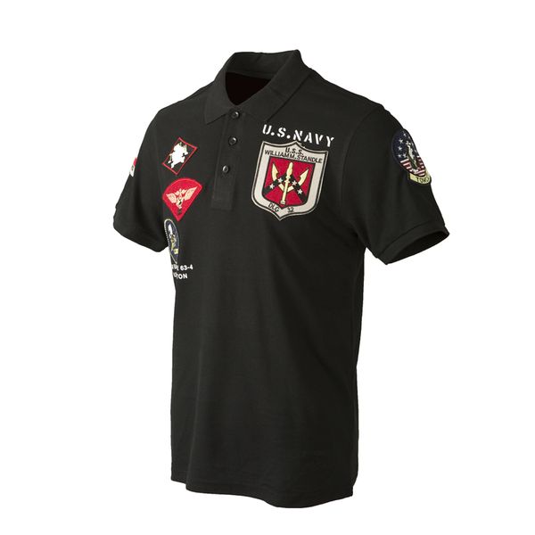 

2019ss vintage us navy gun polo shirt men clothing brands summer embroidery short sleeve military air force one gun army, White;black