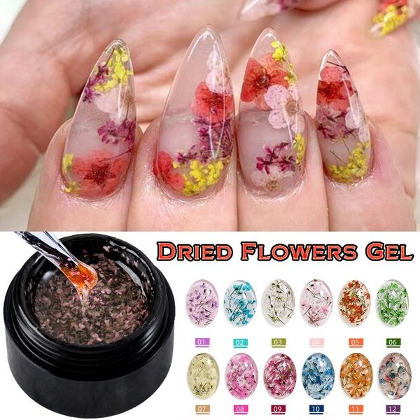 

5ml 3d diy nail gel floral uv gel varnish dried flowers lucky fairy polish semi-permanent uv soakoff nail design natural