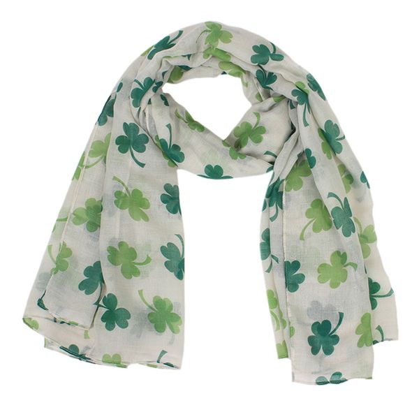 

2019 women fashion st. patrick's day green irish women scarf four-leaf clover shawl wrap scarves