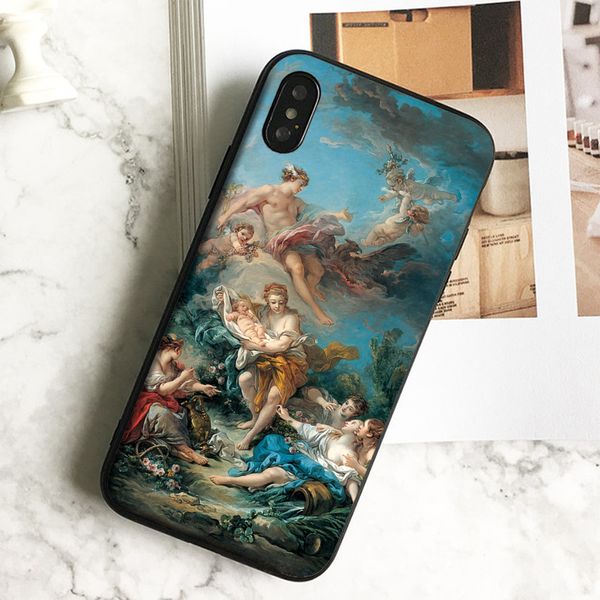 

coque luxury angel wall painting phone case for iphone 11 pro xs max xr 8 7 6s plus 5 se case soft black tpu silicone cover.
