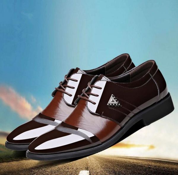 

2018 new autumn men leather shoes business dress loafers pointy leather breathable formal wedding shoes 38-45, Black