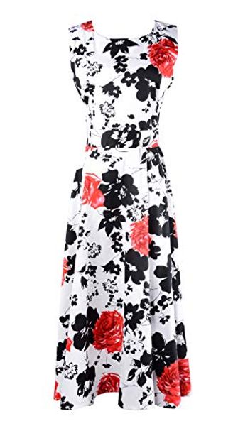 

eyekepper vintage 1950's floral print rockabilly swing dress, Black;gray