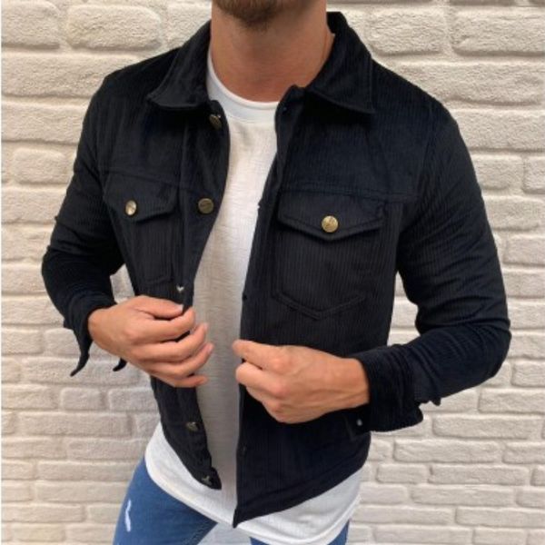 

mens corduroy long sleeve shirts casual collared coat jacket button down, Black;brown