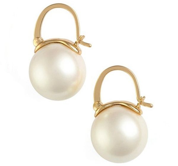 

brand k*s 925 sterling silver and gold pearl jewelry romantic charm pearl ball earrings, Golden;silver
