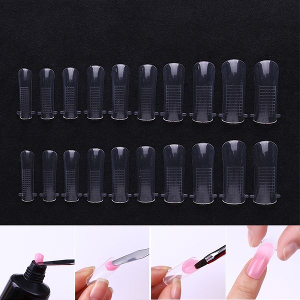 

1 box 100pcs quick building mold tips nail dual forms finger extension nail art uv extend gel extension tool, Red;gold