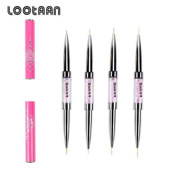 

lootaan 1 pc double-end nail art liner painting drawing brush acrylic nail art brushes french lines stripes brush tool, Yellow