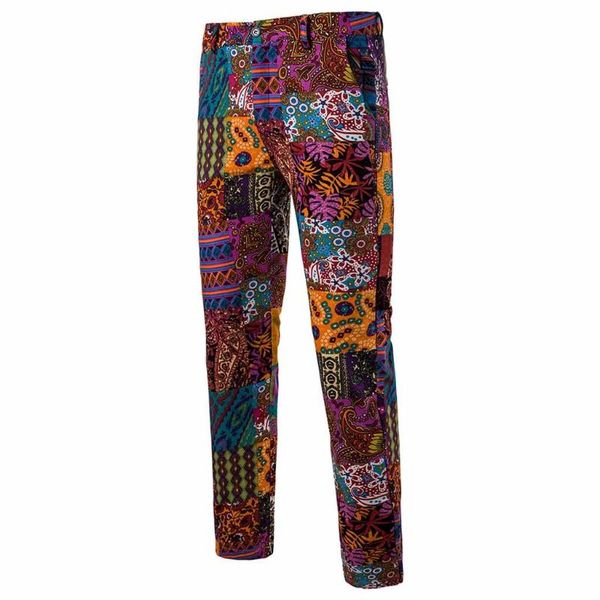 

straight men's pants slim vintage ethnic style straight cylinder pants business trousers vintage long pantalon hombre 2019, Black