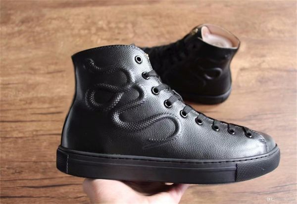 

designer high-mens womens casual shoes genuine leather metal tiger snake sneaker for men women size 35-46, Black