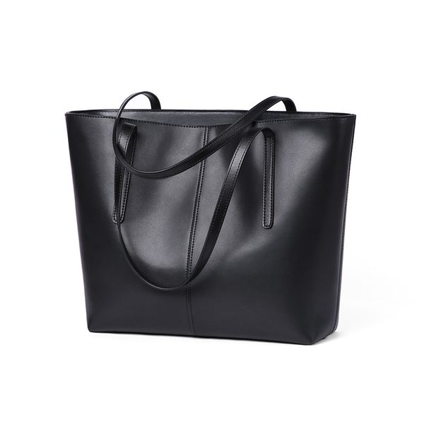 

new-women's lapbag light leather work tote, business office lapbag 15.6-inch lap black