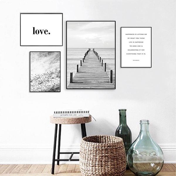 2019 Minimalist Nordic Landscape Wooden Pier Bridge Canvas Painting Prints Home Decoration Wall Art Modular Hang Pictures Poster From Harriete 33 6